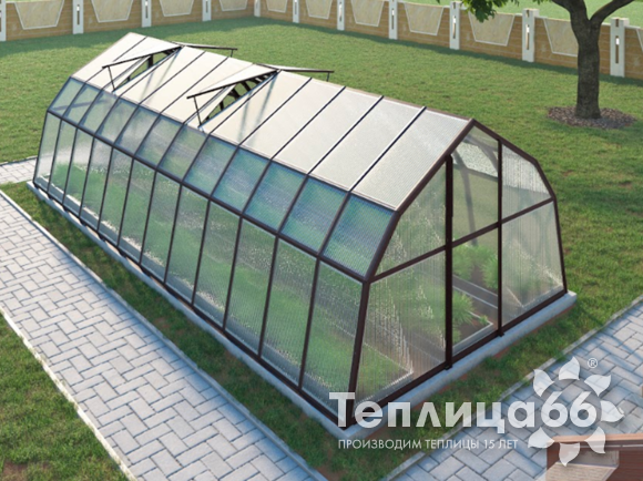 Теплица Рада Таймыр из поликарбоната, 3,5x8 метров, коричневая